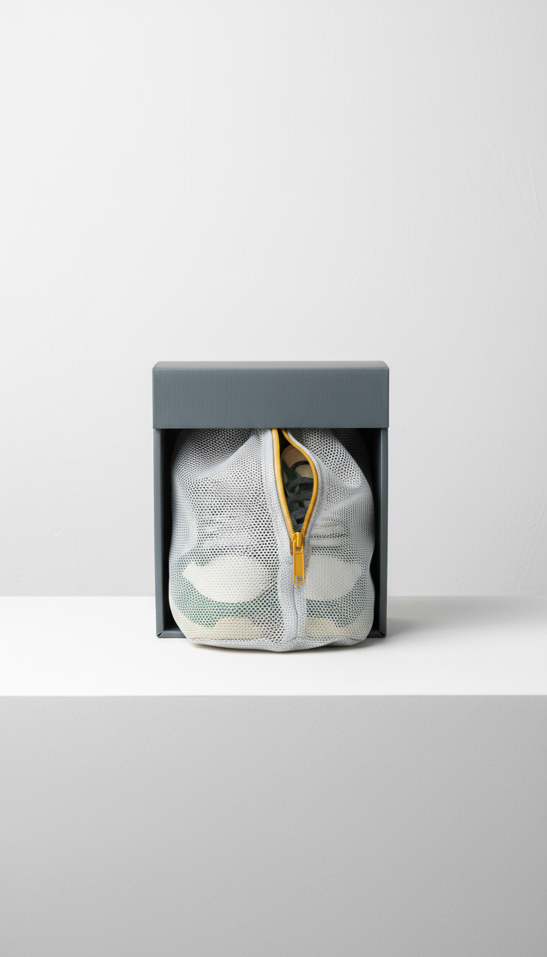 Boîte compacte pour sac de lavage sneakers